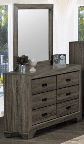 Jenna Wooden Dresser & Mirror Distressed Grey Finish