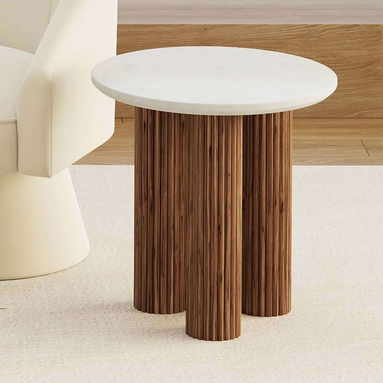 Jilsa Accent Table in Walnut and White 501-551WAL