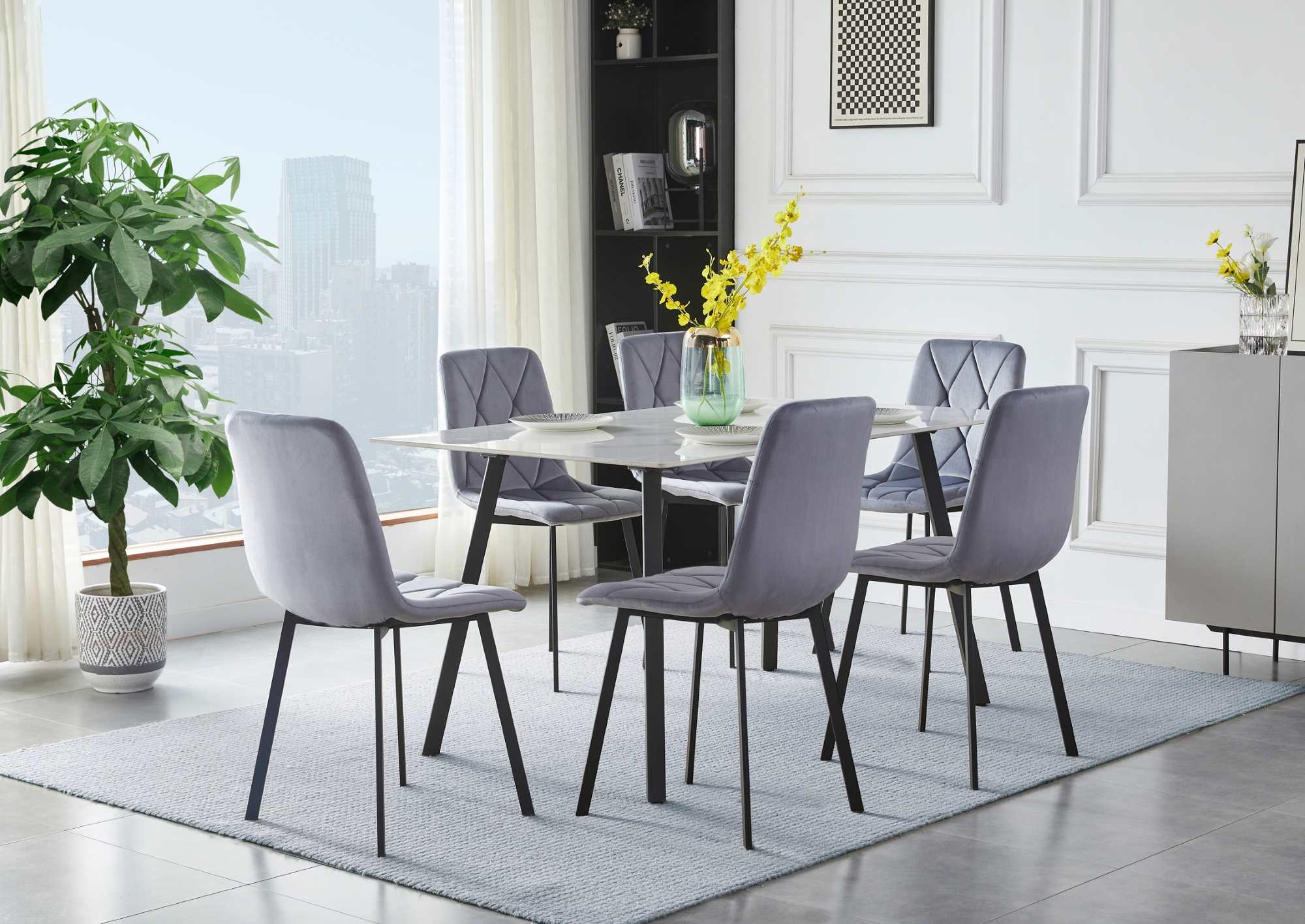 Jolie 7 PC Sintered Stone Top Dining Set 6886