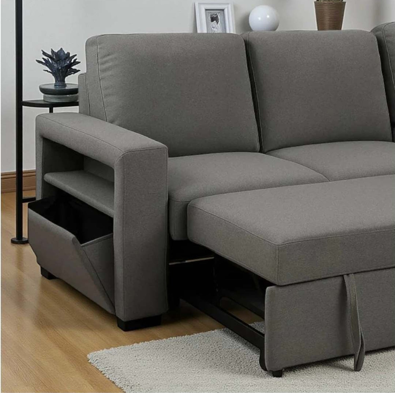 Julie Reversible Grey Fabric Sofa Bed