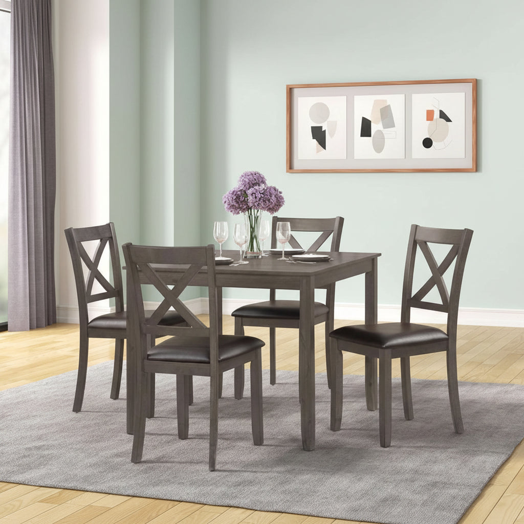 Julio Grey Wooden Dining Table with 4 Chairs DTS2014GR