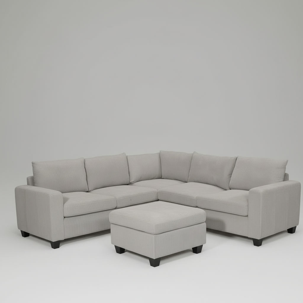 Kaden Mink Fabric Sectional Grey KM0524