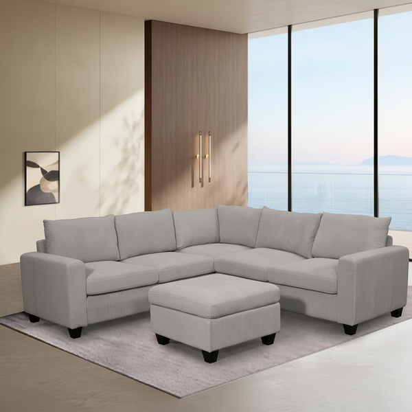 Kaden Mink Fabric Sectional Grey KM0524