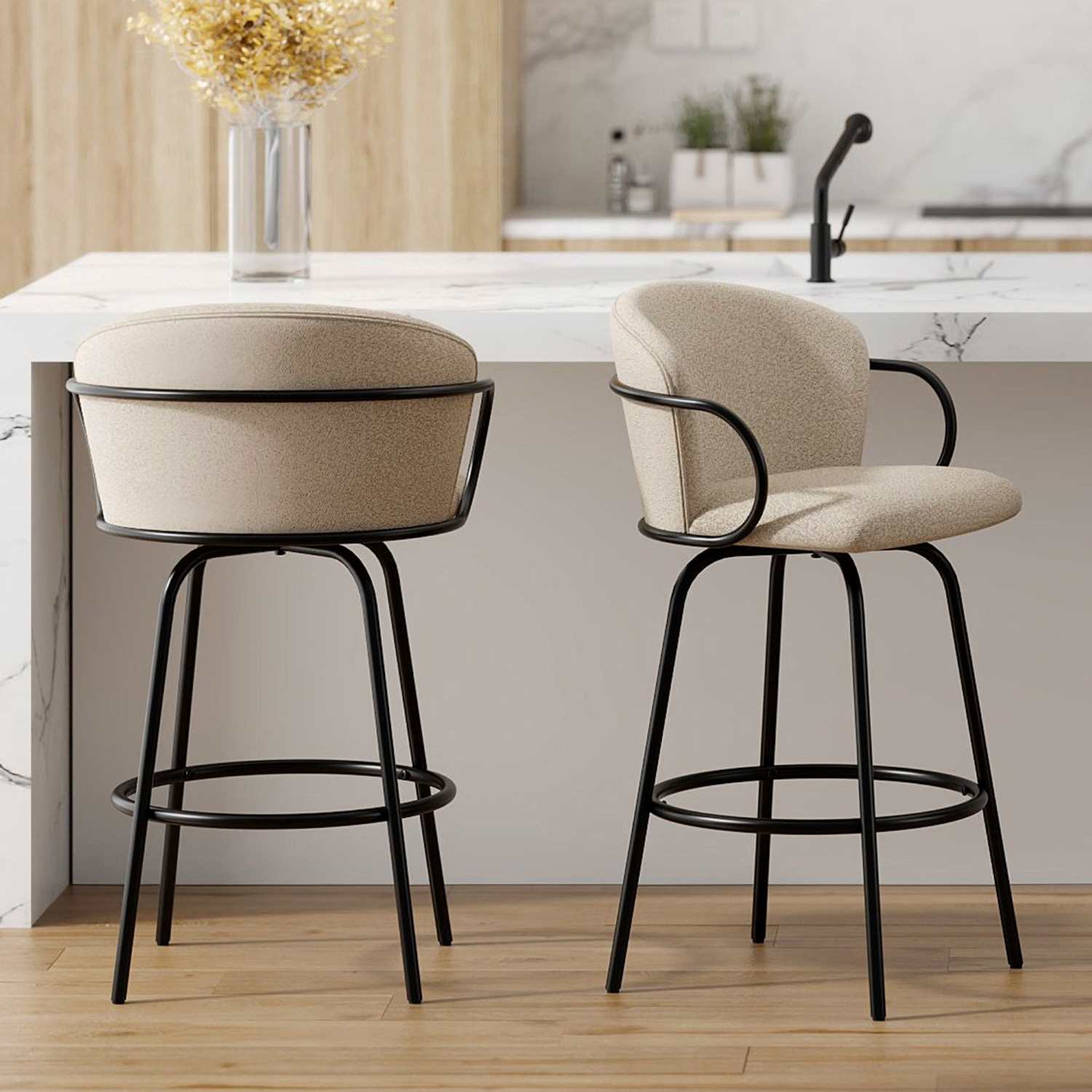 Kalani 26" Warm Grey Swivel Counter Stool Set of 2 203-995WGY