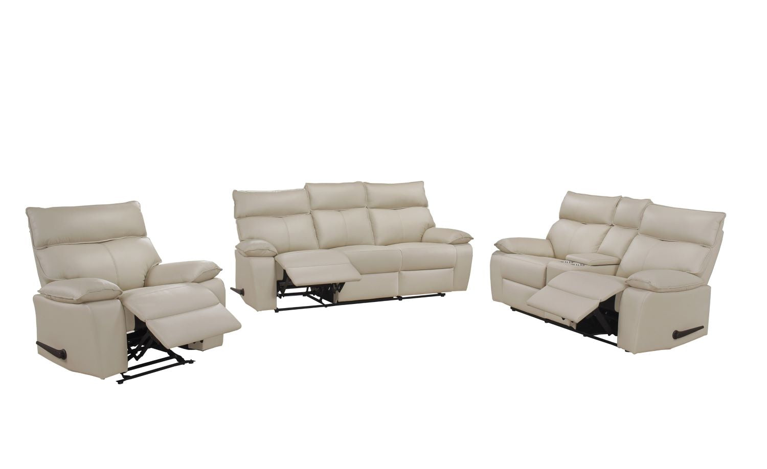 Kandra Top Grain Leather Manual Recliner Sofa Set with Lever 99087BEG