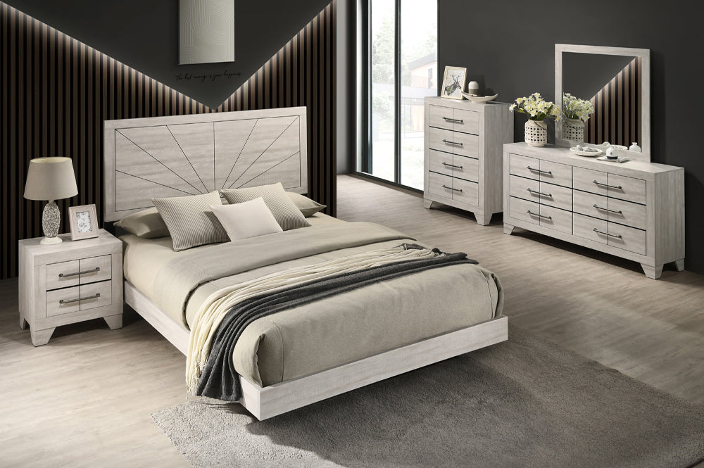 Katrina Distressed Grey Finish Bedroom Set