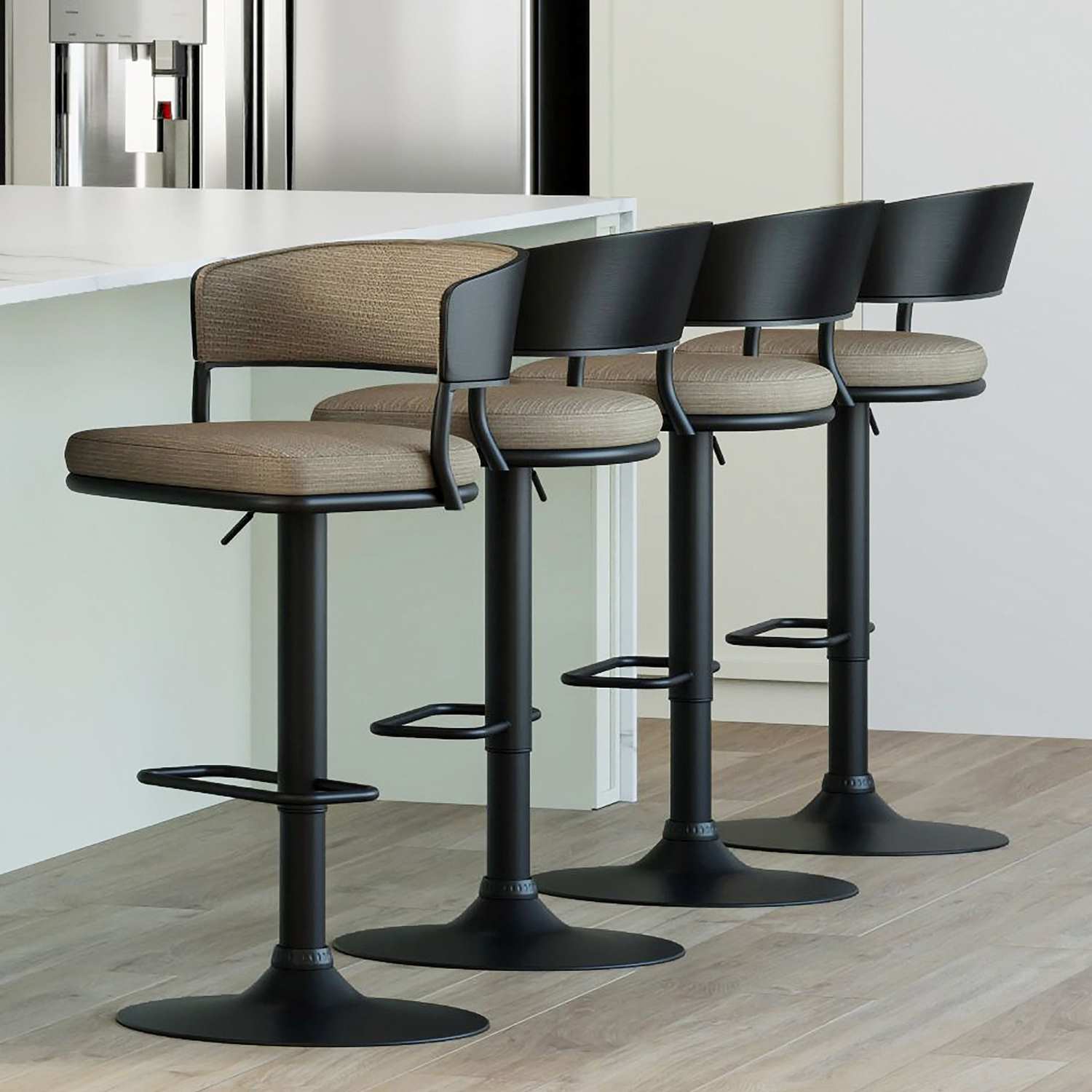 Kazan Adjustable Air-Lift Stool in Dark Beige 203-904DKB