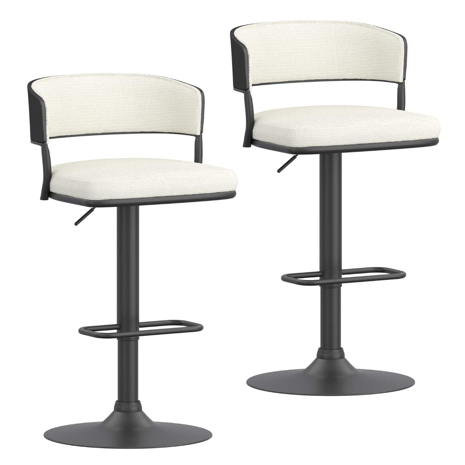 Kazan Adjustable Air-Lift Stool in Ivory Set Of 2 203-904IV