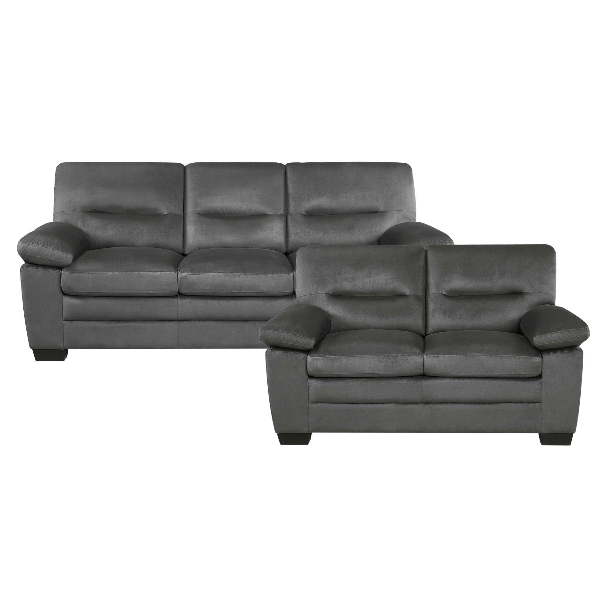 Keighly Fabric 2 PC Sofa Set Dark Grey 9328