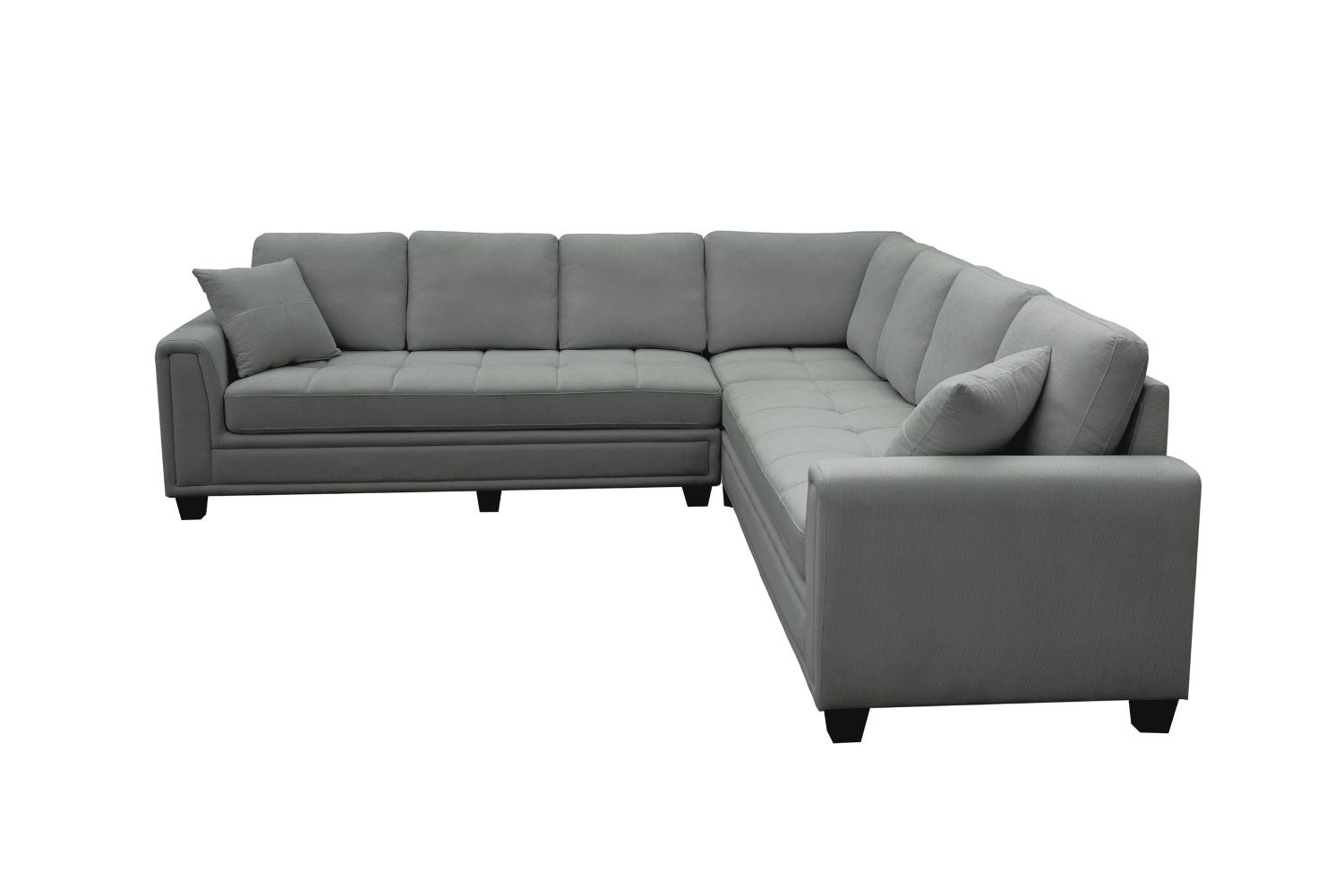 Kelsier 3-piece Grey Corner Sectional with Biscuit-Tufted Seats 99089