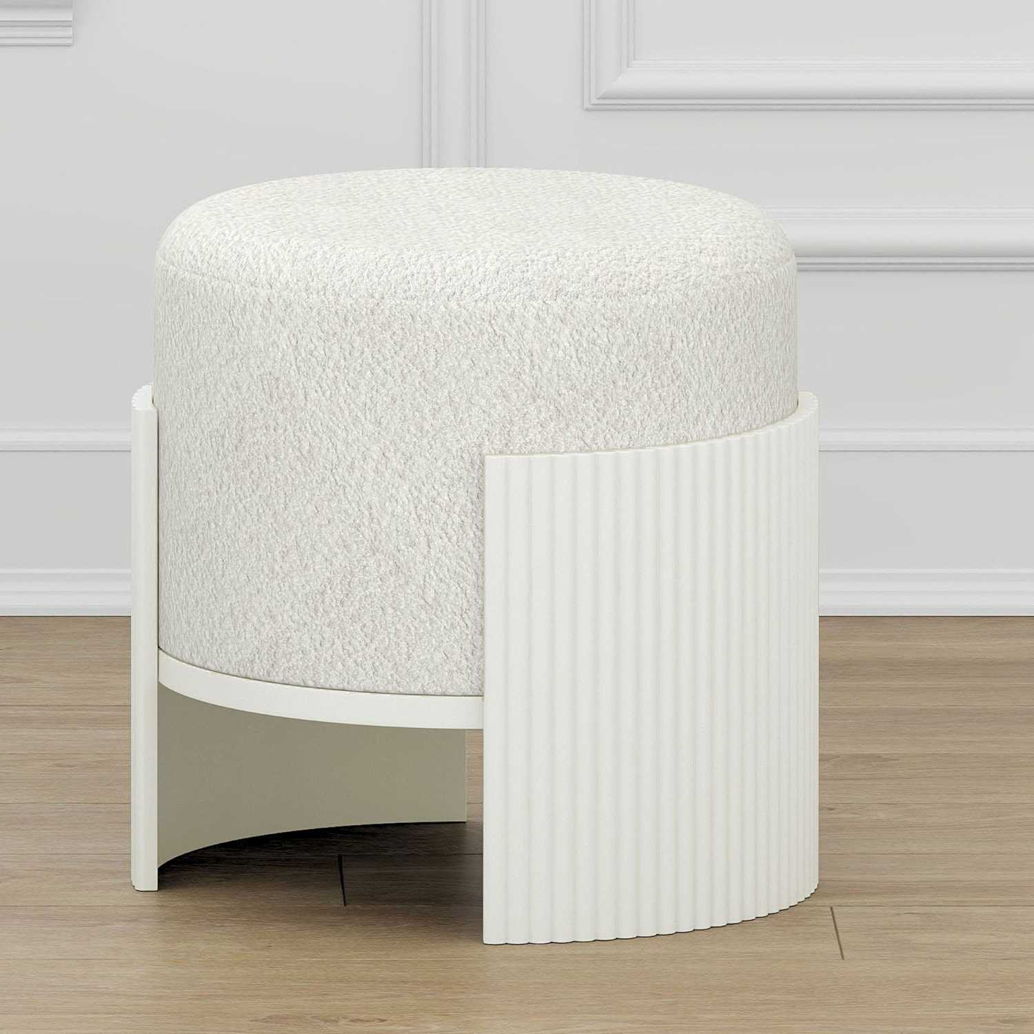 Kiraz Round Ottoman in Ivory & White 402-839IV_WT