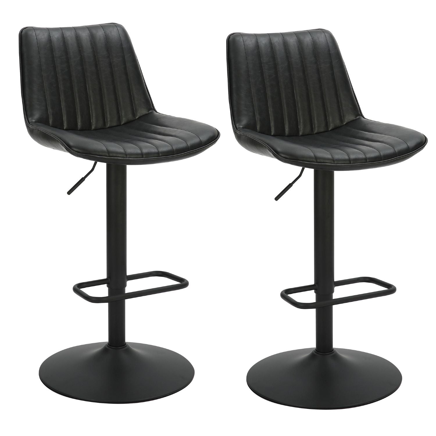 Kosi Adjustable Air-Lift Stool Set Of 2 in Black 203-190BLK