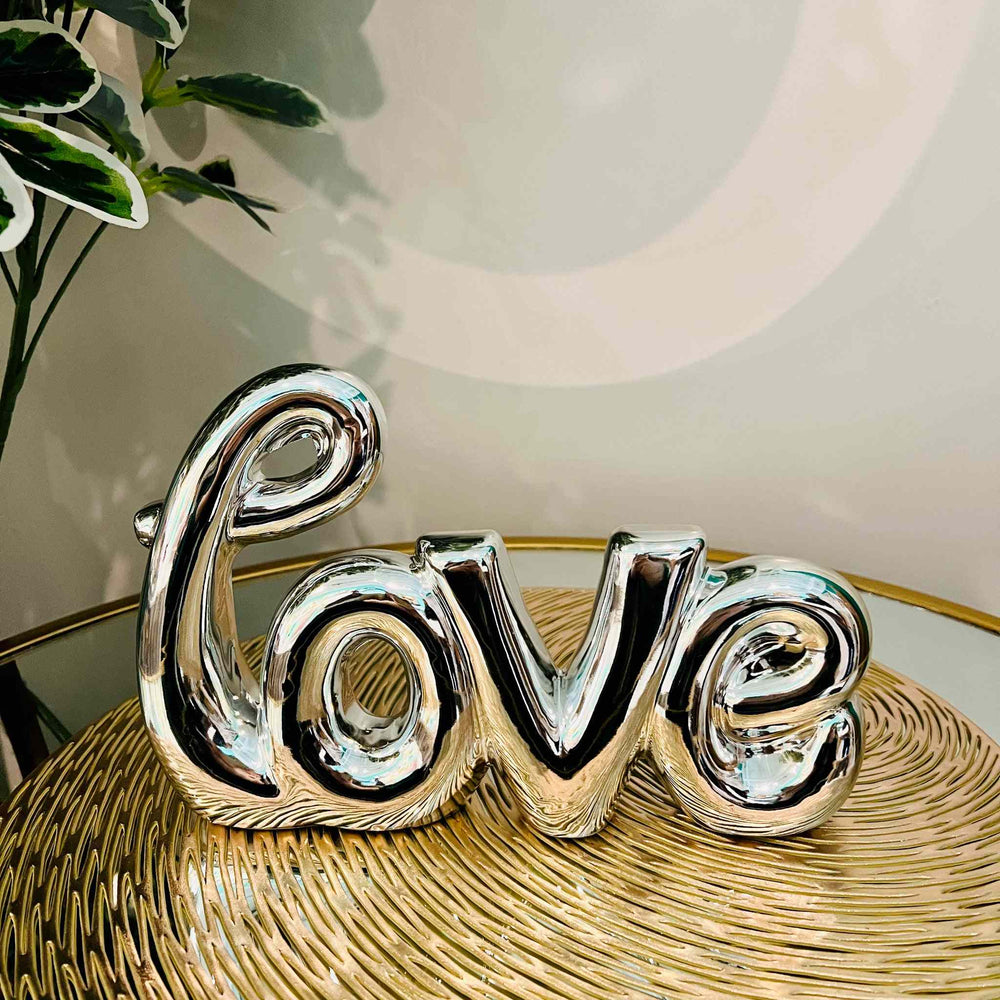 Move Letter Sign LOVE Letter Sign Centre Piece in Silver Metal for Table Top