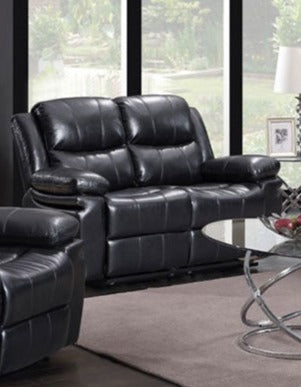 Black Airleather Recliner Sofa Set 8072