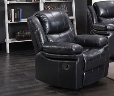 Black Airleather Recliner Sofa Set 8072