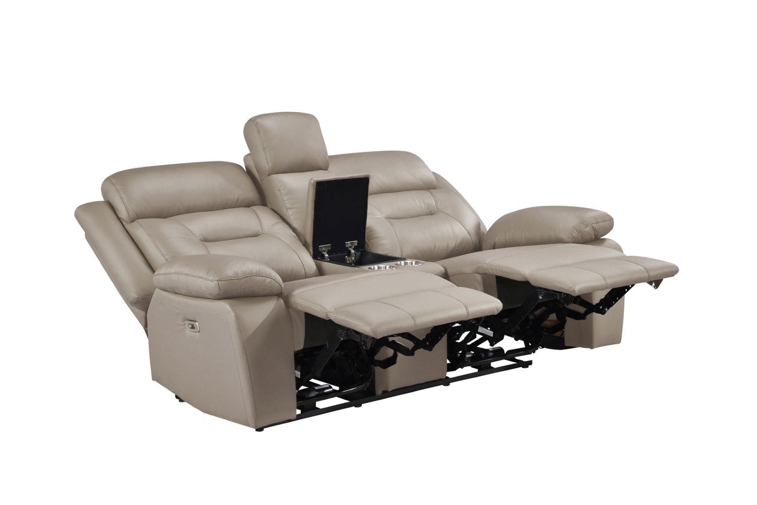 Laconia Genuine Top Grain Leather Power Recliner Loveseat Latte 9629