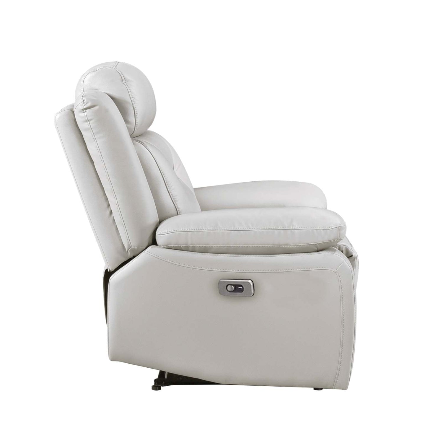 Laconia Genuine Top Grain Leather Power Glider Recliner Chair Silver 9629