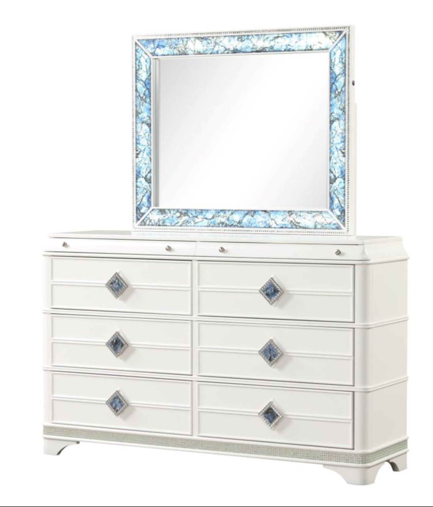 Laguna High-Gloss White Lacquer Finish Bedroom Set 1831