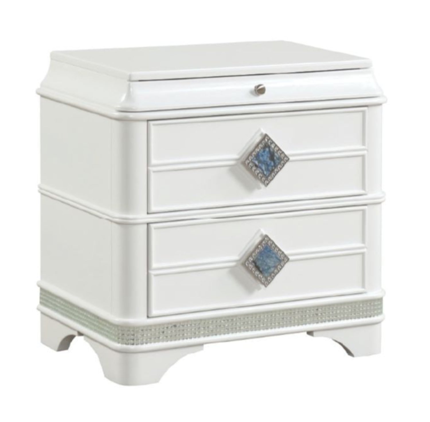 Laguna High-Gloss White Lacquer Finish Bedroom Set 1831