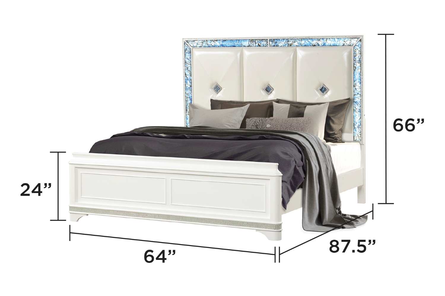 Laguna High-Gloss White Lacquer Finish Bed 1831