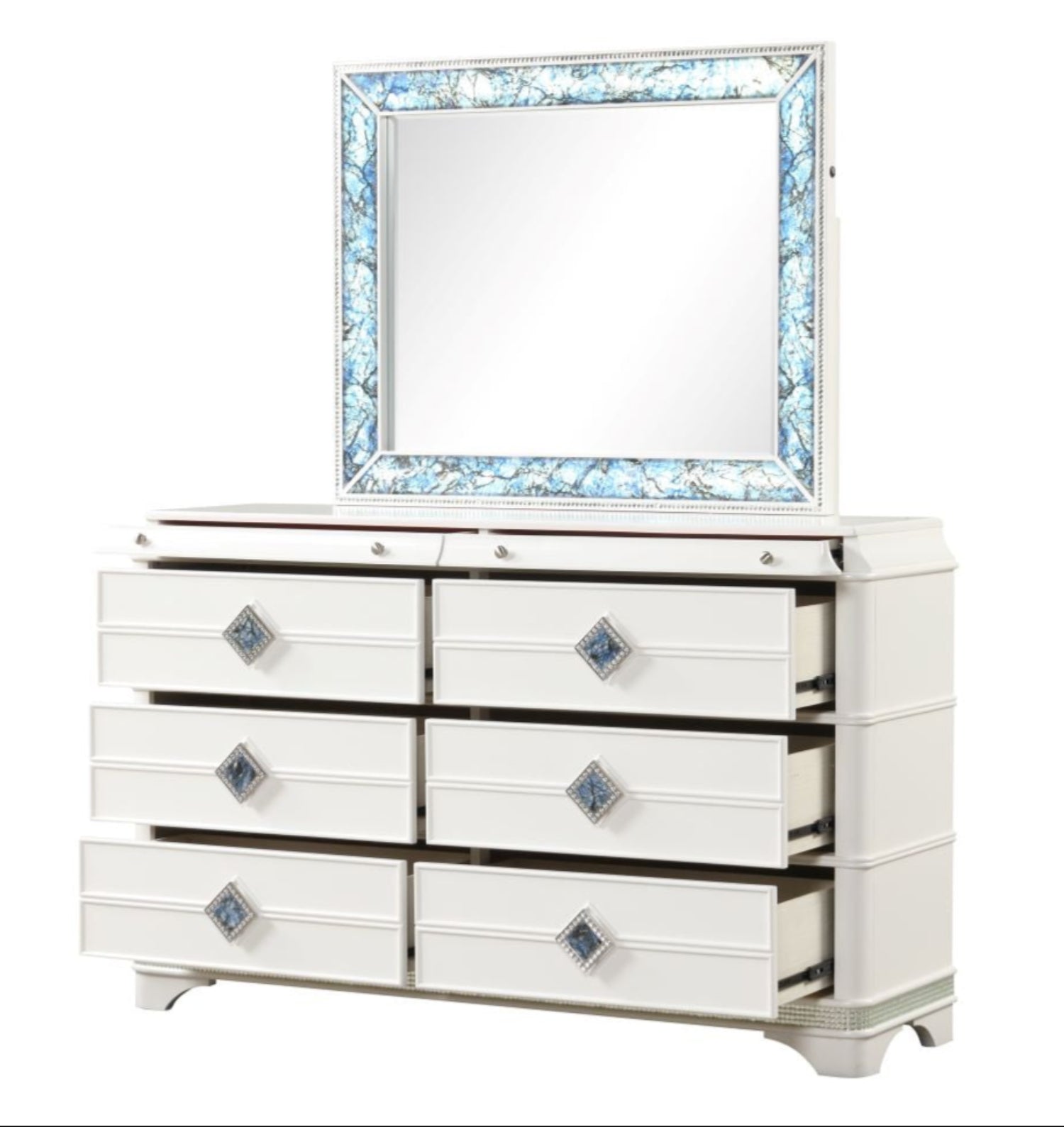 Laguna High-Gloss White Lacquer Finish Bedroom Set 1831