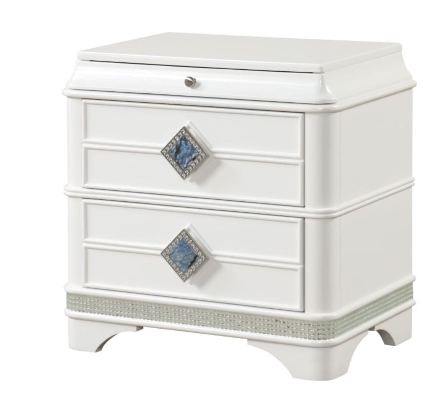Laguna High-Gloss White Lacquer Finish Bedroom Set 1831