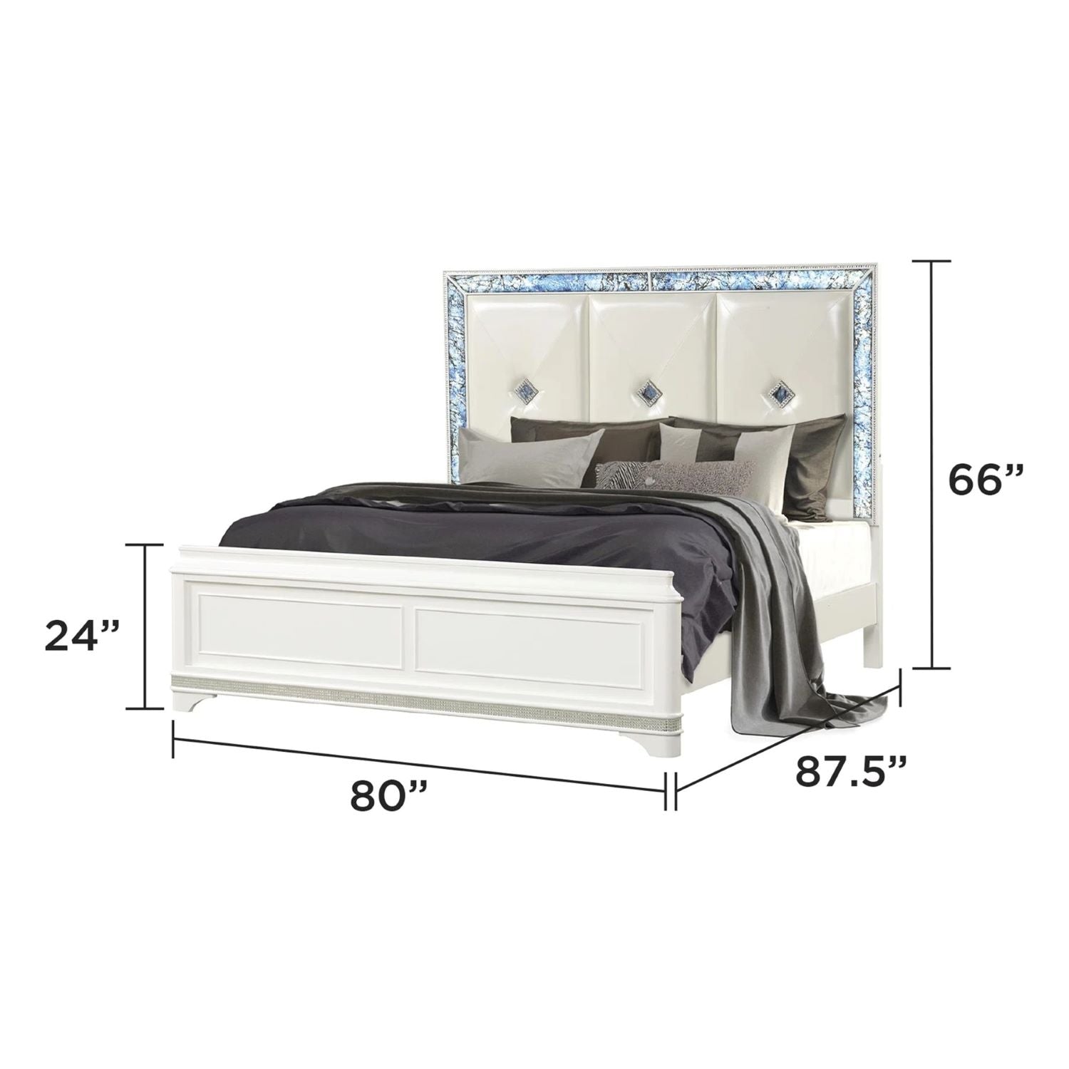 Laguna High-Gloss White Lacquer Finish Bed 1831