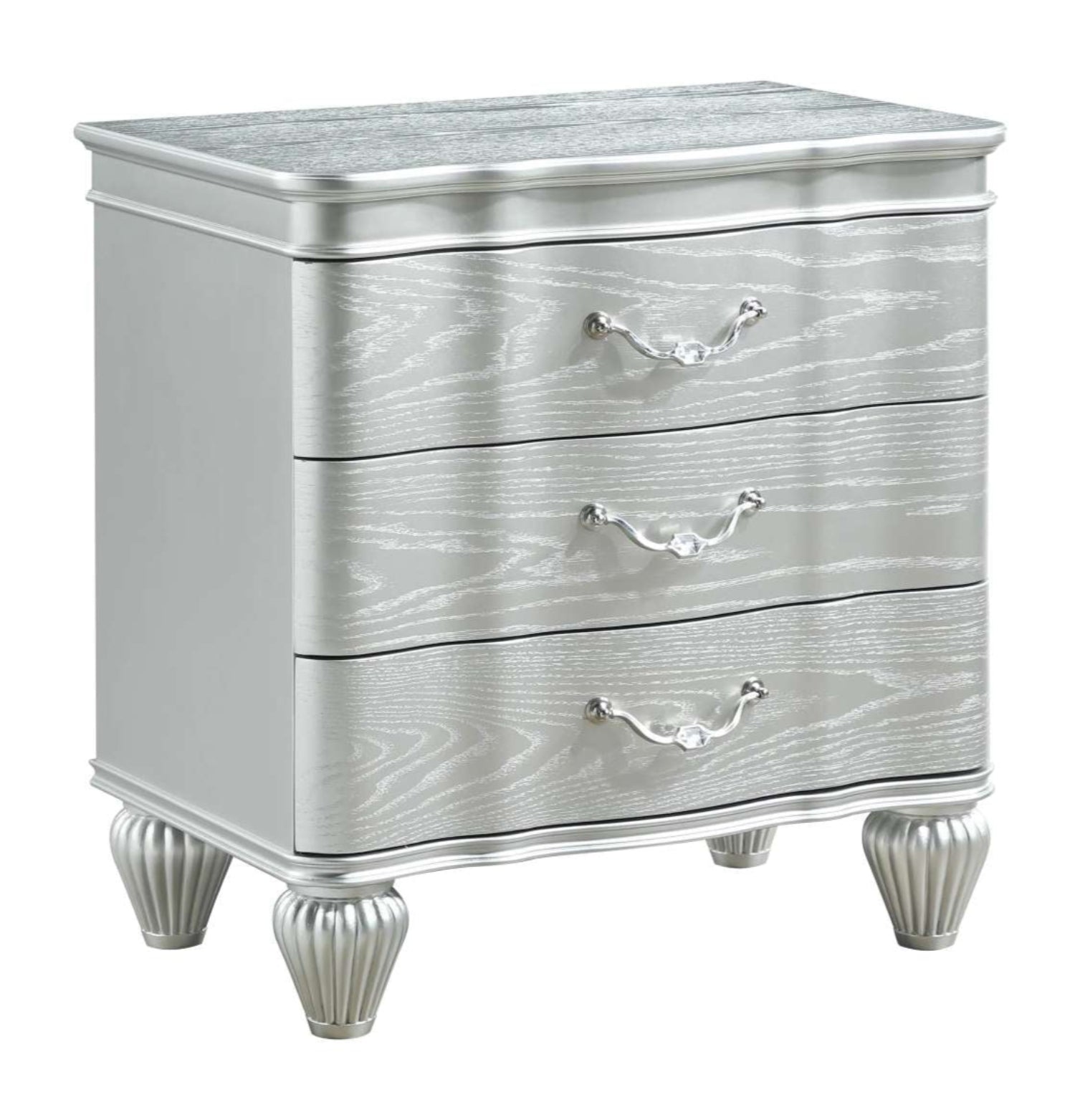 Landmark Wooden Silver Bedroom Set with Upholstered Tufted Headboard 1861
