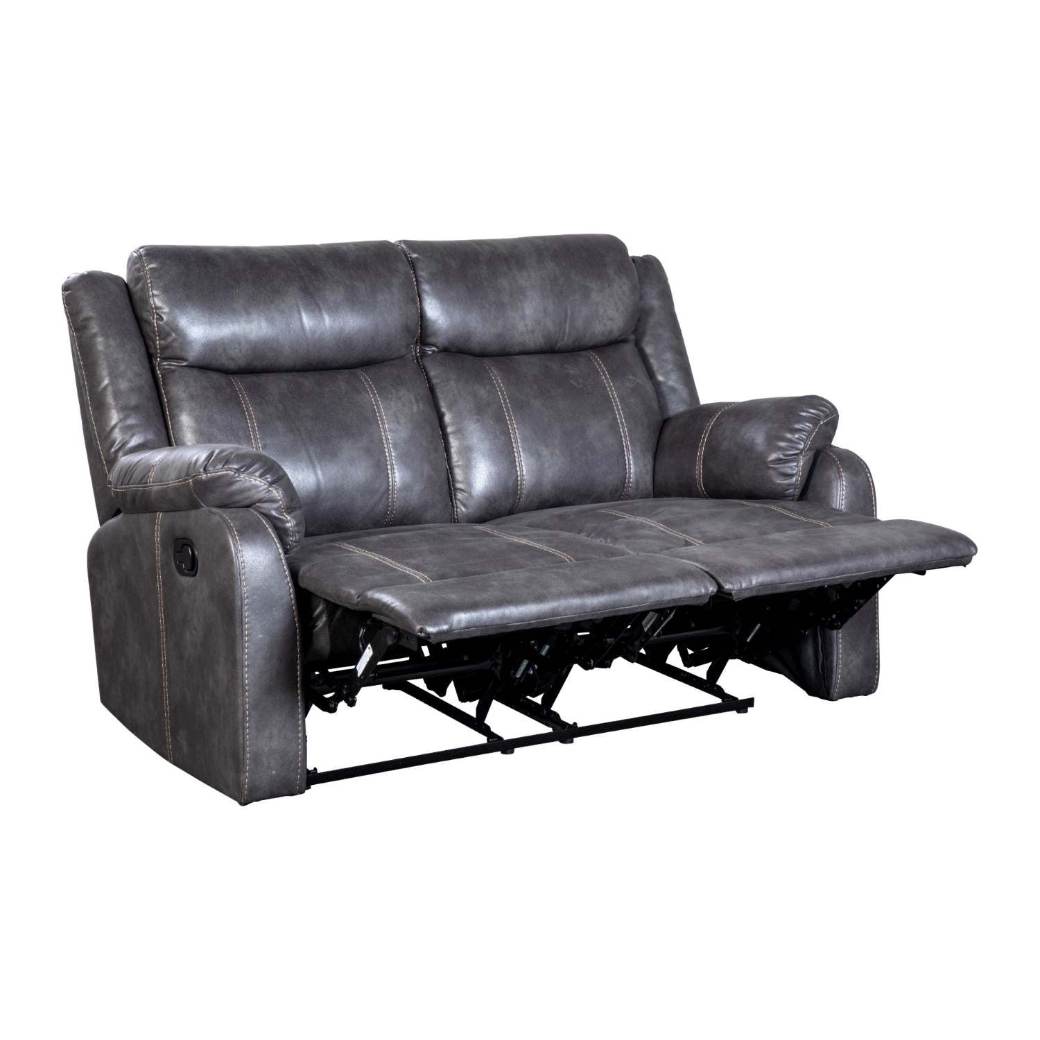 Lanny Faux Leather Grey Recliner Sofa Set 9685