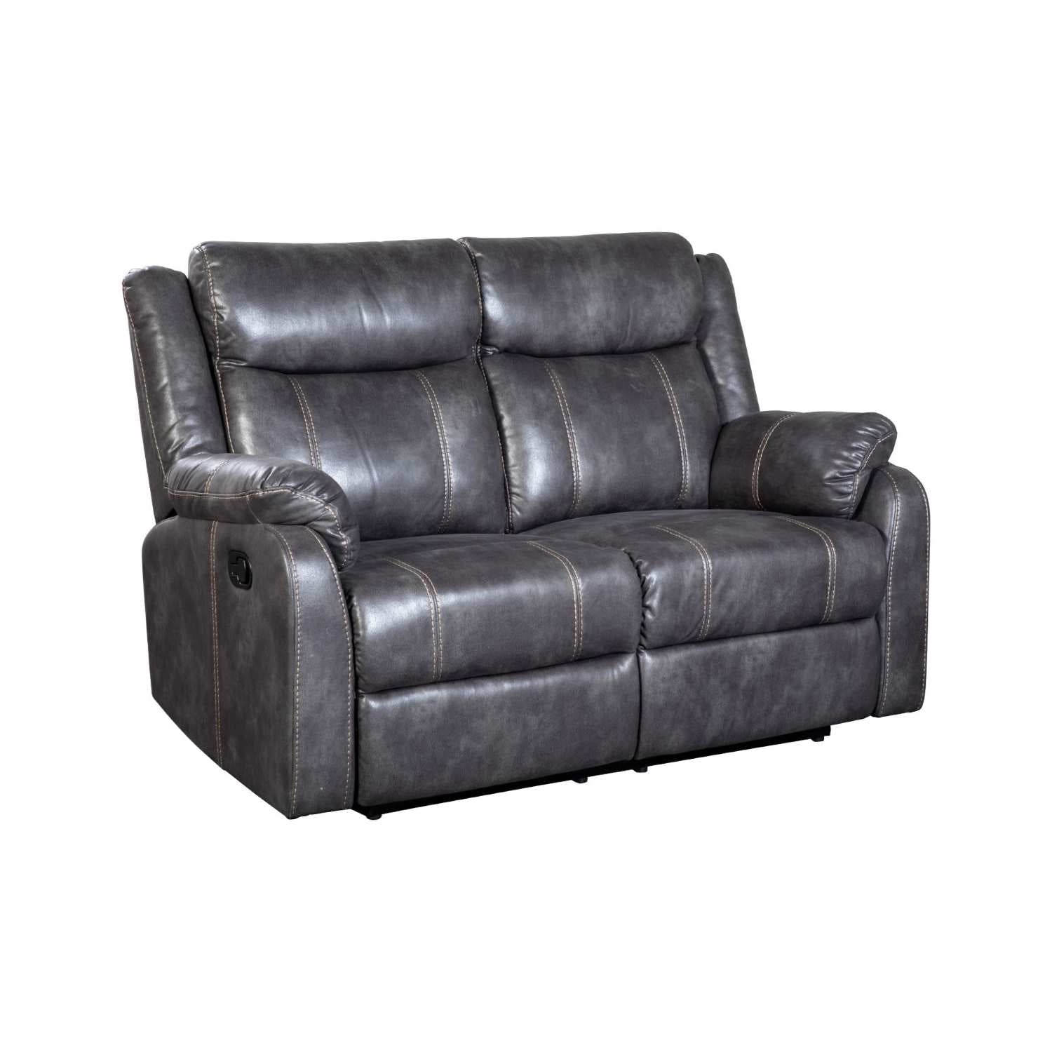 Lanny Faux Leather Grey Recliner Sofa Set 9685