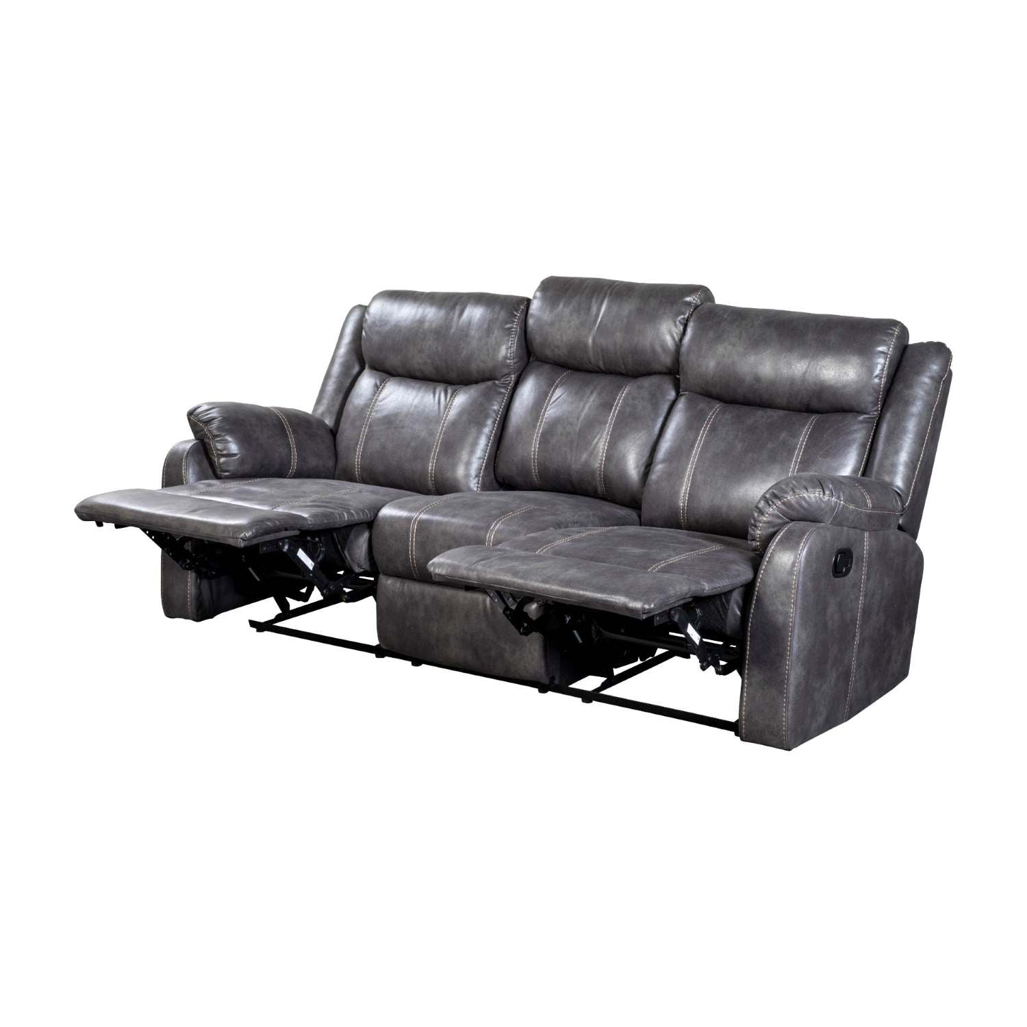 Lanny Faux Leather Grey Recliner Sofa Set 9685