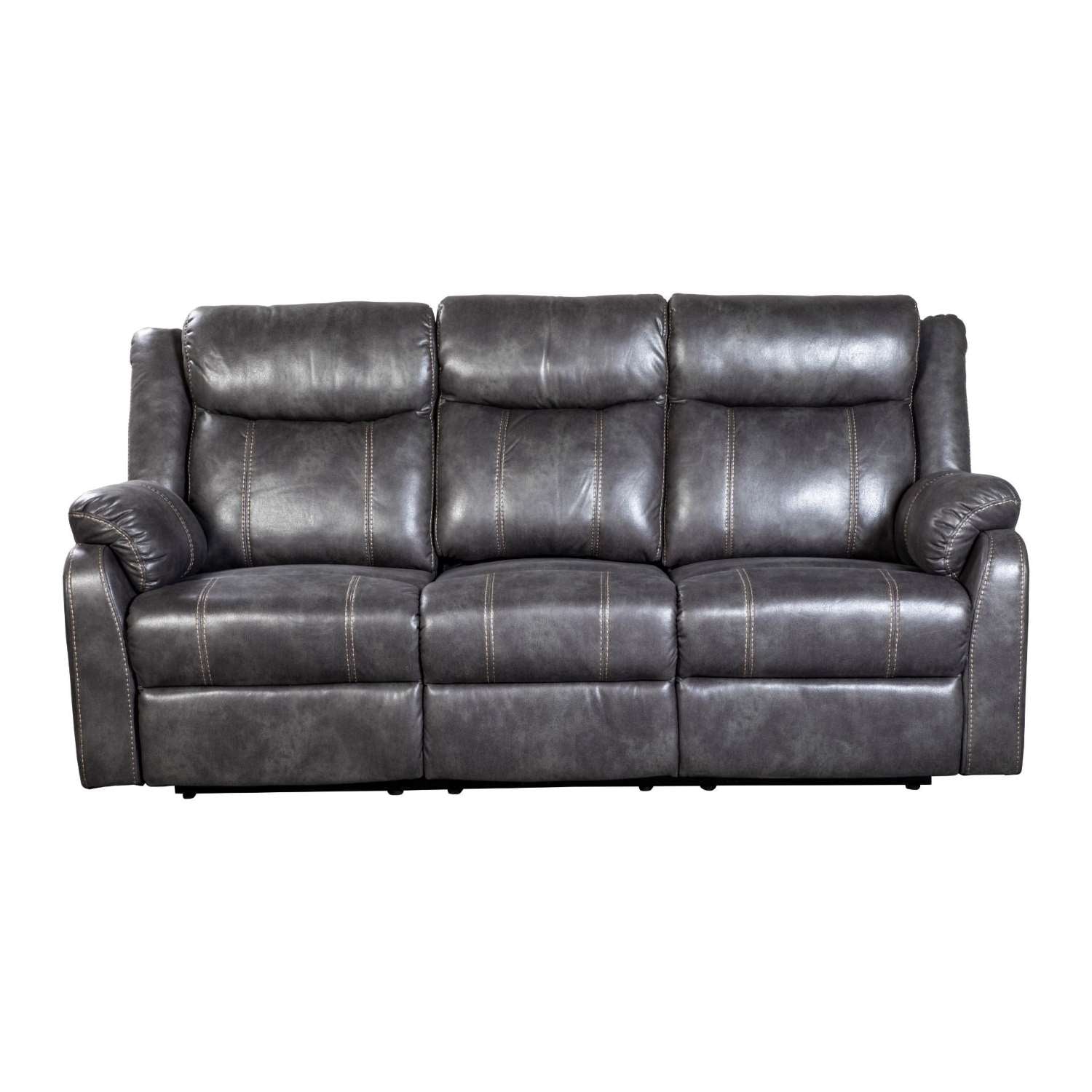 Lanny Faux Leather Grey Recliner Sofa Set 9685
