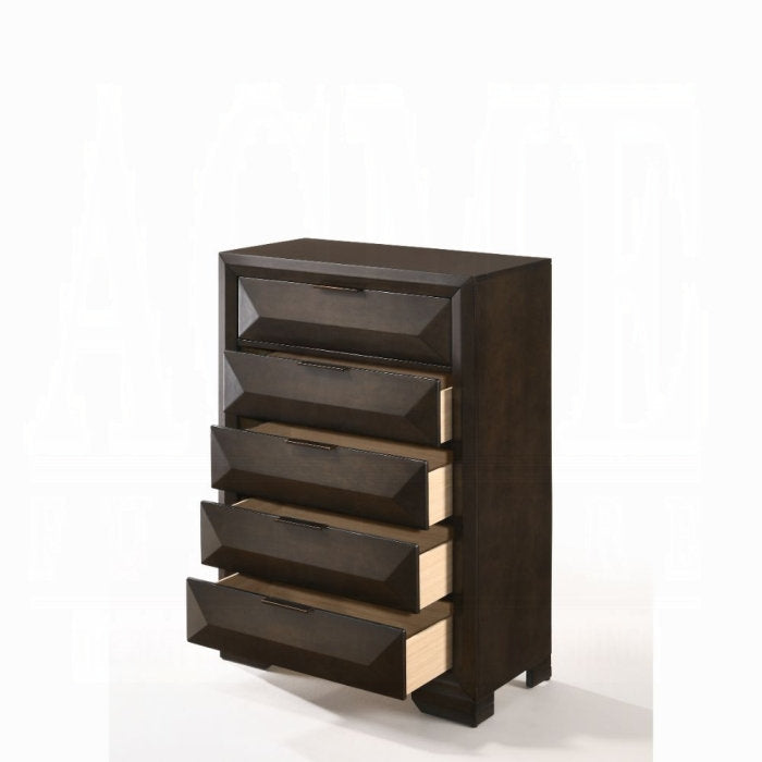 Laura Espresso Wooden 5 Drawer Chest