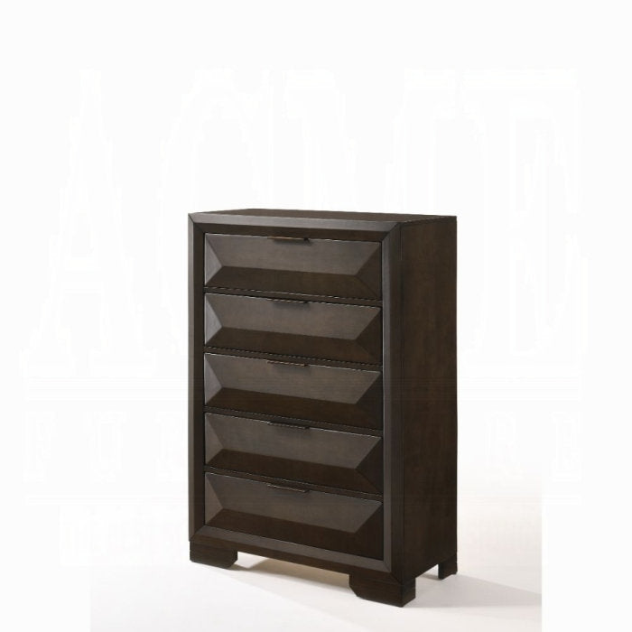 Laura Espresso Wooden 5 Drawer Chest