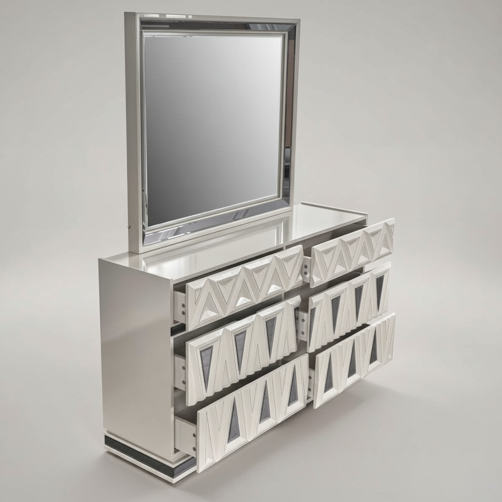 Lavita Grey Dresser & Mirror with Diamond Shaped Drawer Fronts 1741