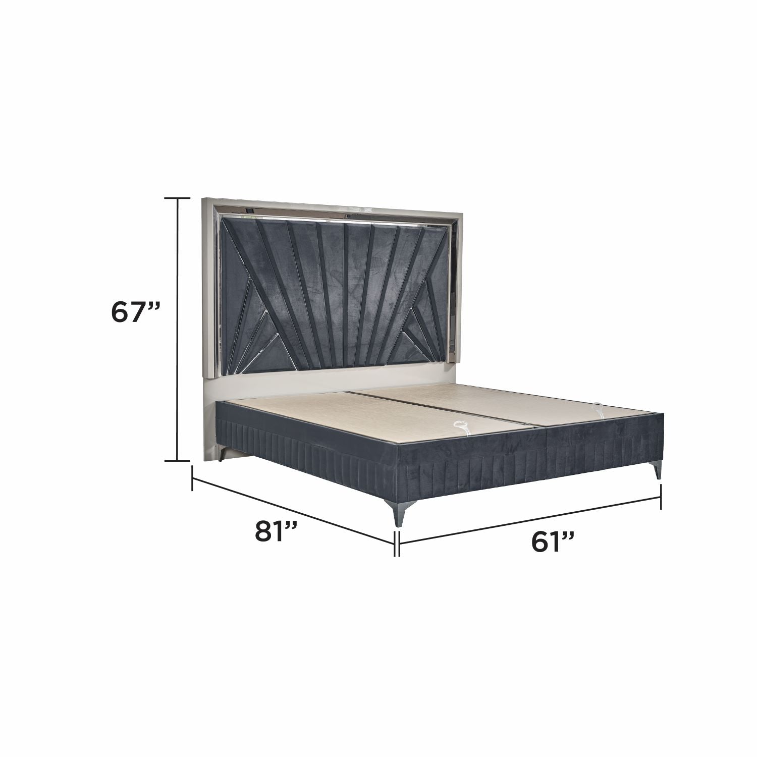 Lavita Grey Hydraulic Lift Bedroom Set with Diamond Shaped Drawer Fronts 1741