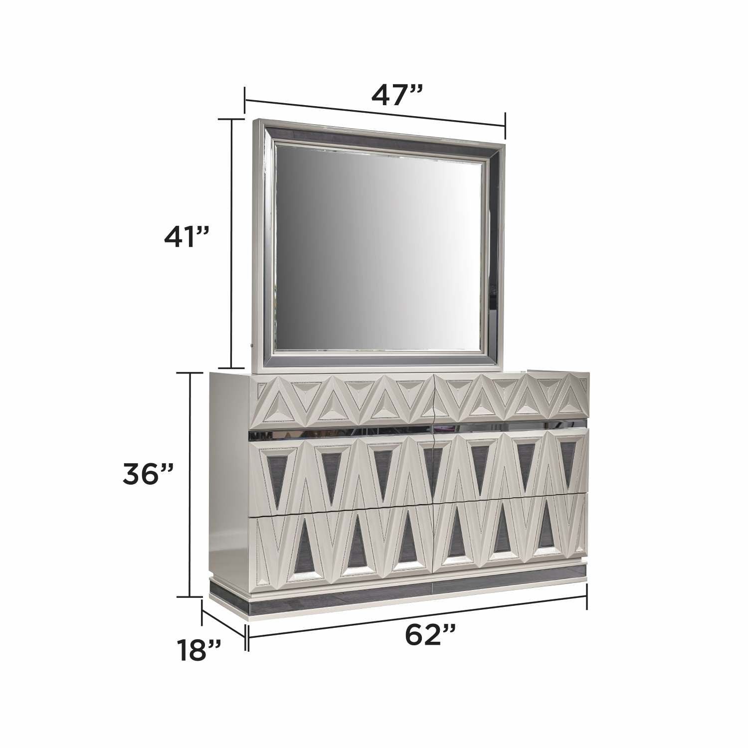 Lavita Grey Hydraulic Lift Bedroom Set with Diamond Shaped Drawer Fronts 1741