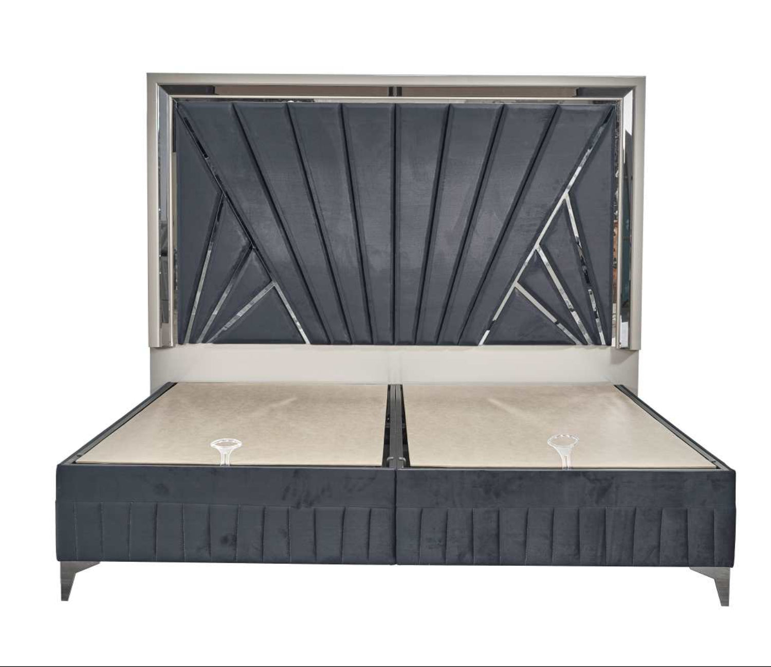 Lavita Grey Hydraulic Lift Bedroom Set with Diamond Shaped Drawer Fronts 1741