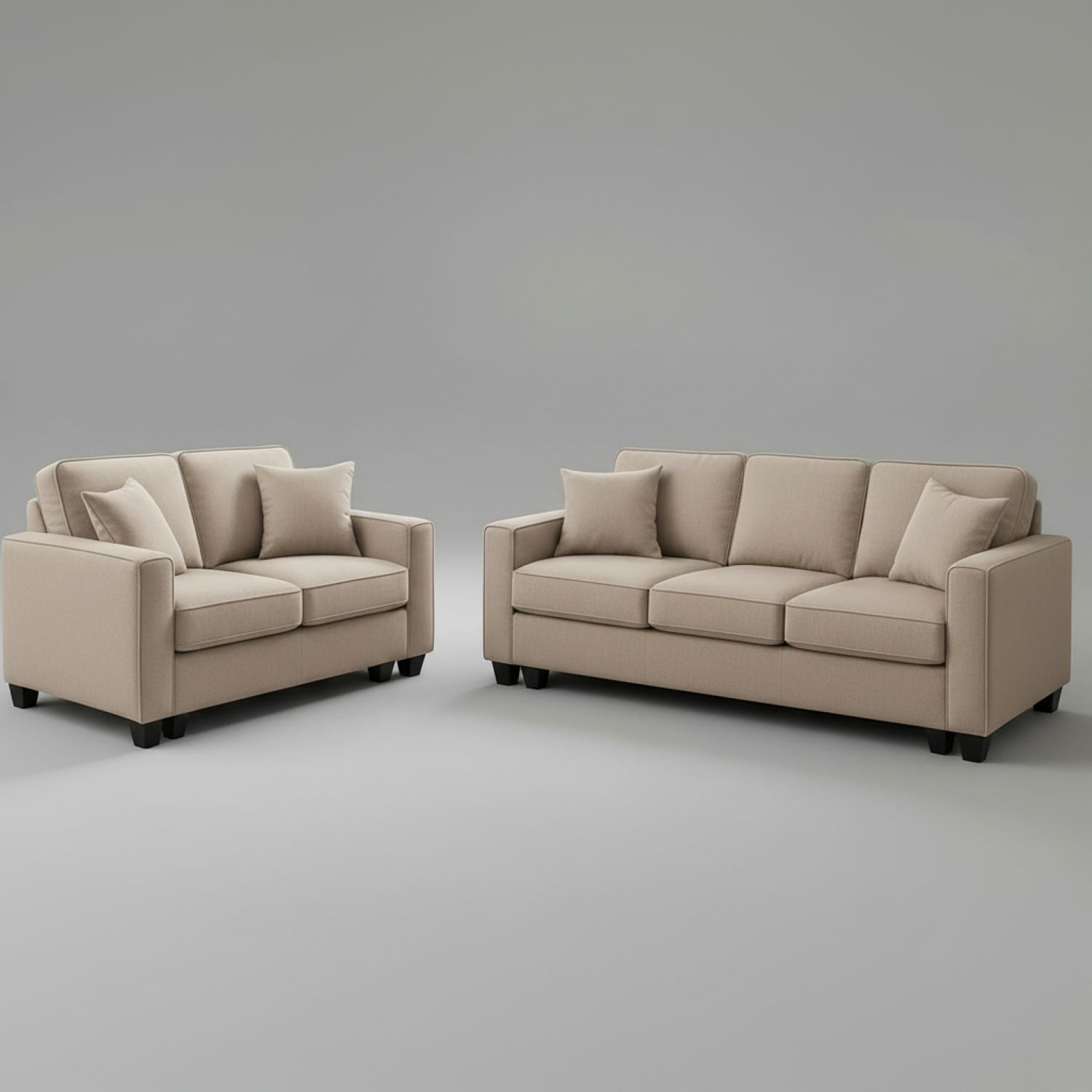 Leah Linen Fabric Sofa & Loveseat with 4 Accent Pillows