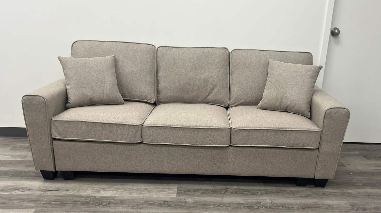 Leah Linen Fabric Sofa & Loveseat with 4 Accent Pillows