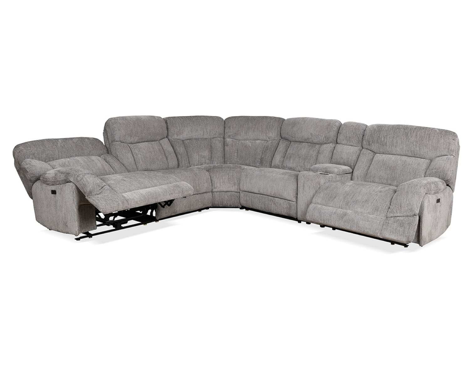 Leander Light Grey Fabric Modular Power Recliner Sectional 70172