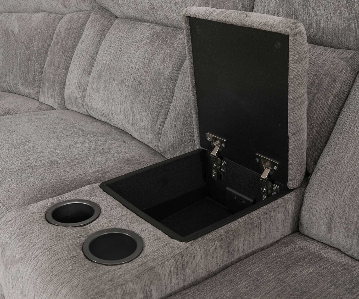 Leander Light Grey Fabric Modular Power Recliner Sectional 70172