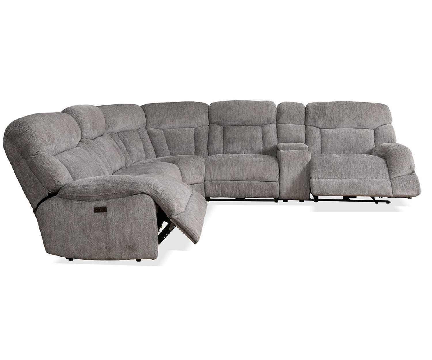 Leander Light Grey Fabric Modular Power Recliner Sectional 70172