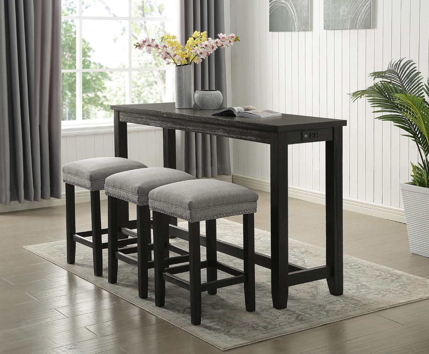 Lexi 4Pc Counter Height Dining Set Black 5389