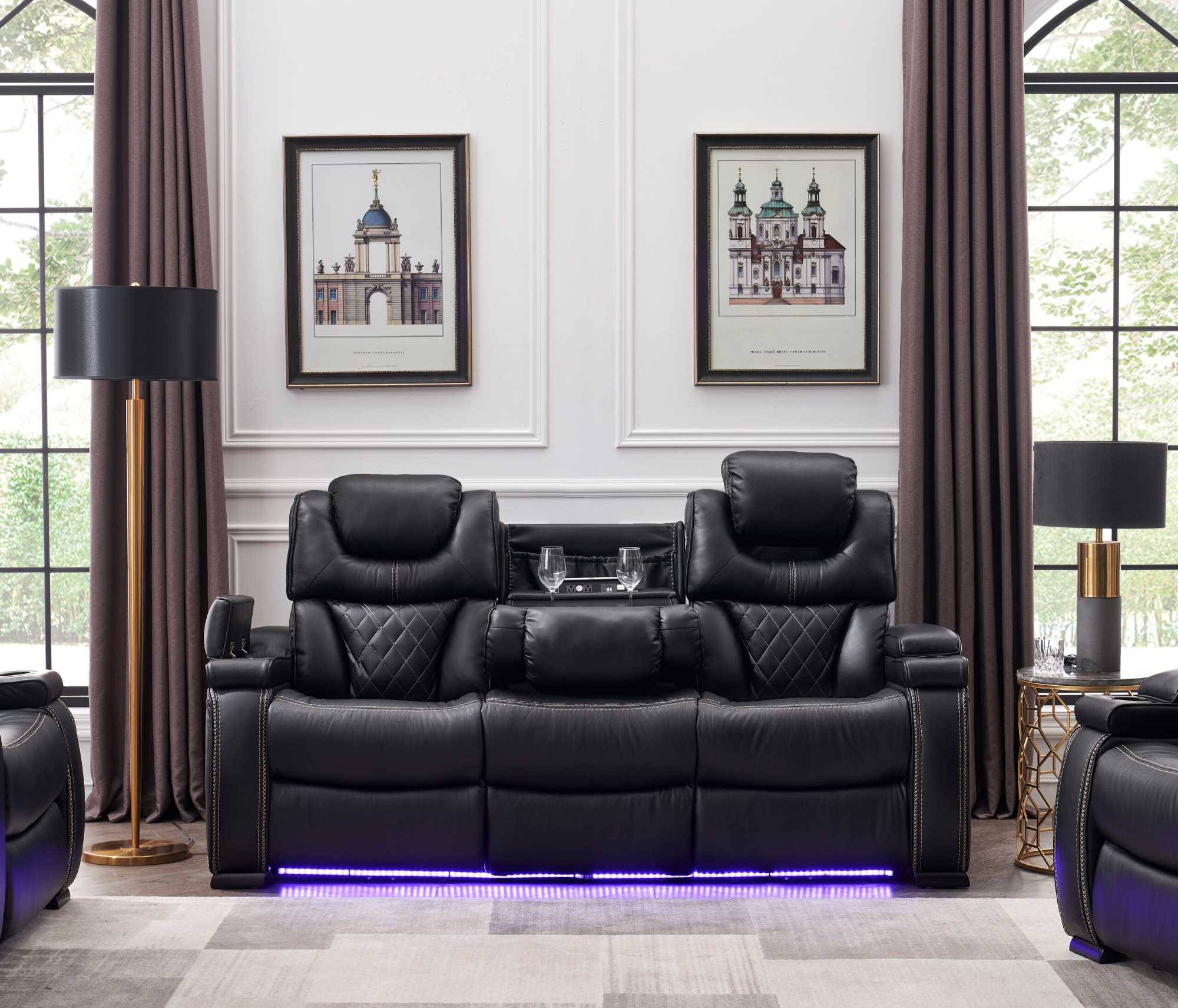 Lexus Recliner Sofa Set Black 1665| Top Furniture Store in Scarborough