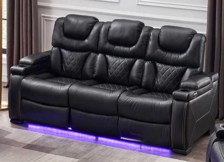 Lexus Power LED Recliner Sofa Black 1665