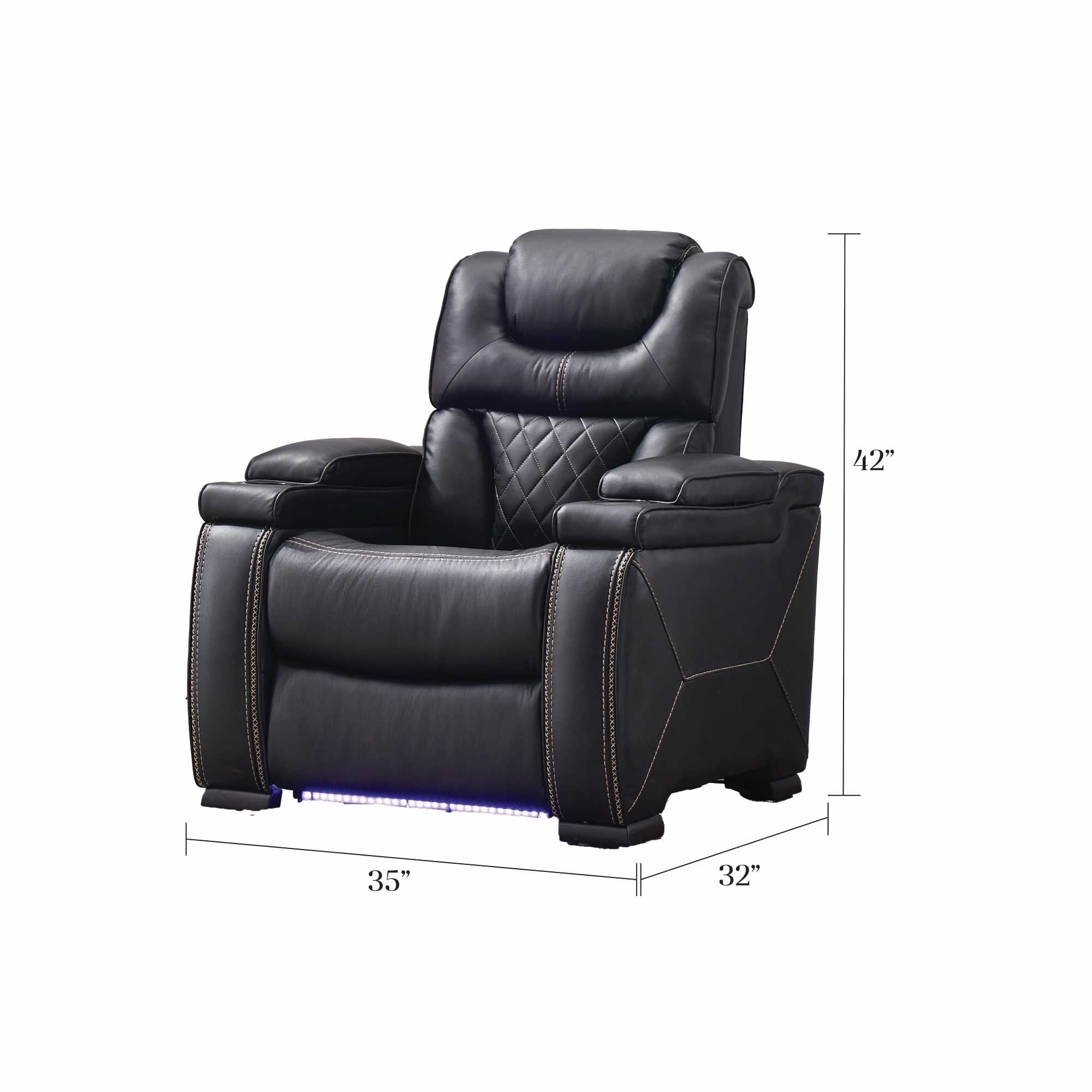 Lexus Power LED Recliner Sofa Collection Black 1665