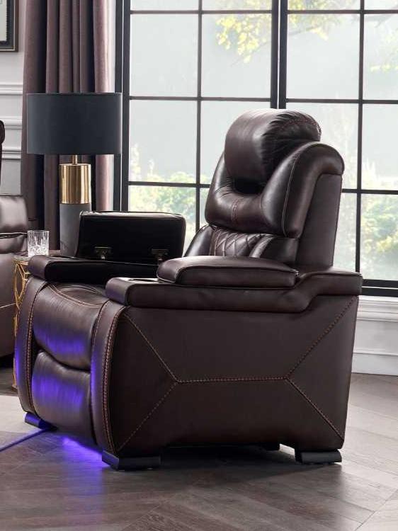 Lexus Power LED Recliner Chair Brown 1665