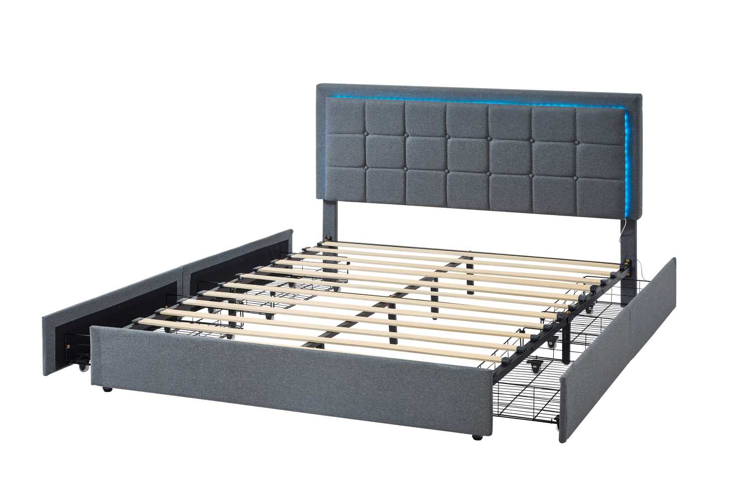 Grey fabric bed