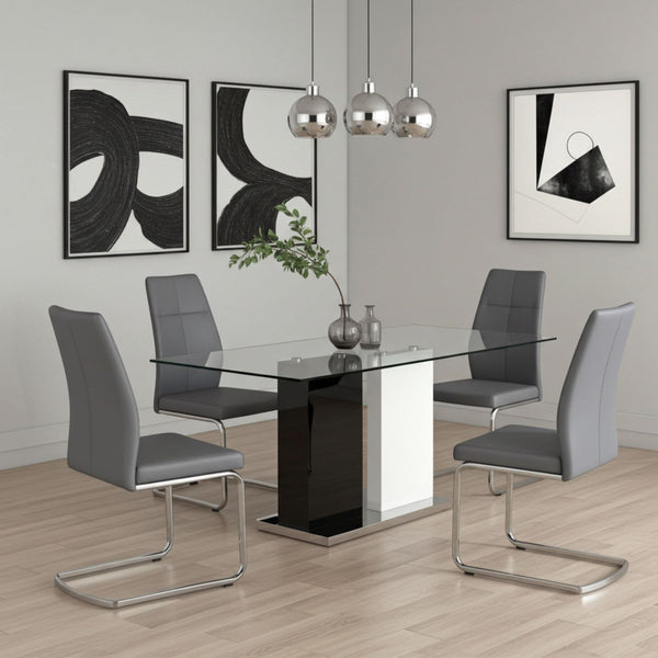 Libra Glass Dining Set With Grey Chairs 6848-67 / 738S1